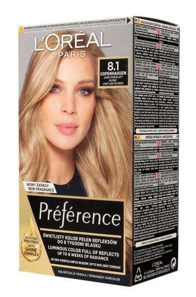 Loreal Preference Farba do włosów nr 8.1 Copenhaguen - jasny popielaty blond  1op.