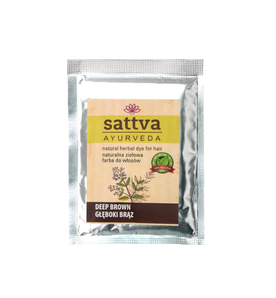 Henna Głęboki Brąz, Ziołowa Farba do Włosów, Sattva, 10g