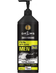 Мужской шампунь-гель для душа 3в1 Dalas Total Clean, 1000г