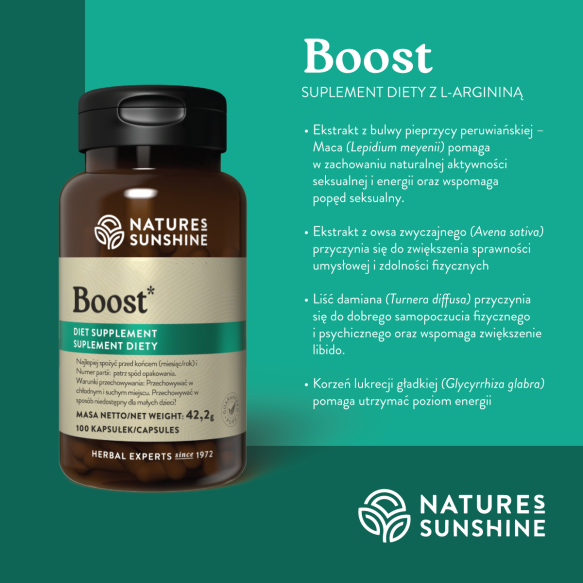 Boost - Źródło Energii, Suplement Diety, Nature's Sunshine, 90 kapsułek