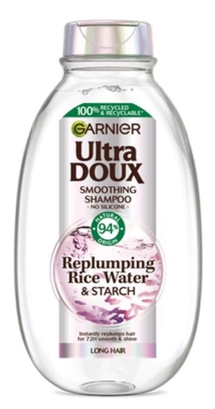 GARNIER Ultra Doux Szampon do włosów długich Replumping Rise Water &amp; Starch (woda ryżowa i skrobia) 400ml
