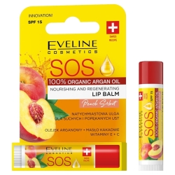 Восстанавливающий бальзам для губ Eveline Argan Oil SOS SPF 15 Peach Sorbet
