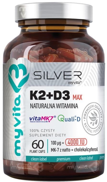 Witamina K2+D3 MAX 4000iu MyVita SILVER PURE, Kapsułki 60 kapsułek