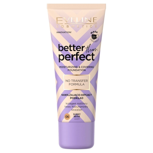 EVELINE Better Than Perfect Nawilżająco-kryjący podkład z formułą No Transfer 06 Sunny Biege 30 ml
