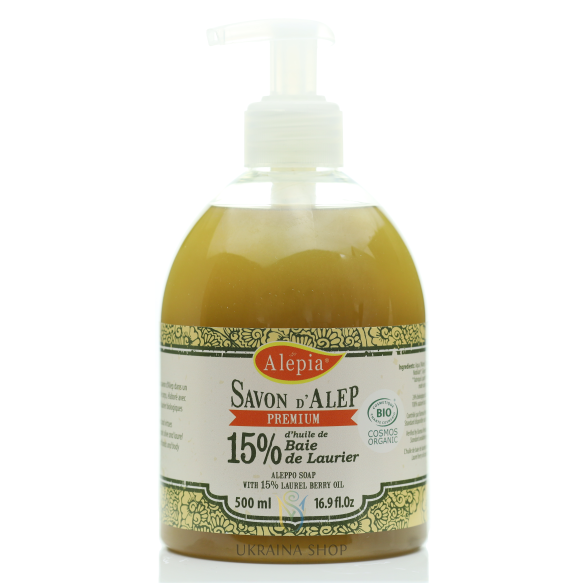 Premium Liquid Aleppo Soap 15% Laurel, Alepia, 500ml