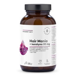 Hair Mania Ashwagandha + Keratyna 20 mg, Aura Herbals, 120 kapsułek