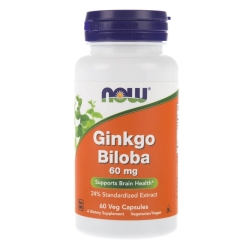Гинкго Билоба (Ginkgo biloba) 60 мг, Now Foods, 60 капсул