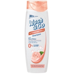Szampon oczyszczający i odżywczy  do włosów suchych i farbowanych, Wash&Go Rose Water, 360ml
