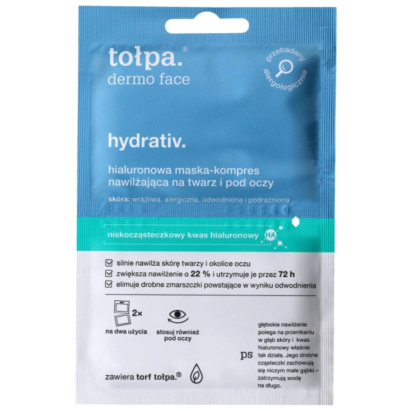 TOŁPA Dermo Face Hydrativ Hialuronowa Maska-kompres na twarz i pod oczy 6mlx2 (saszetka)