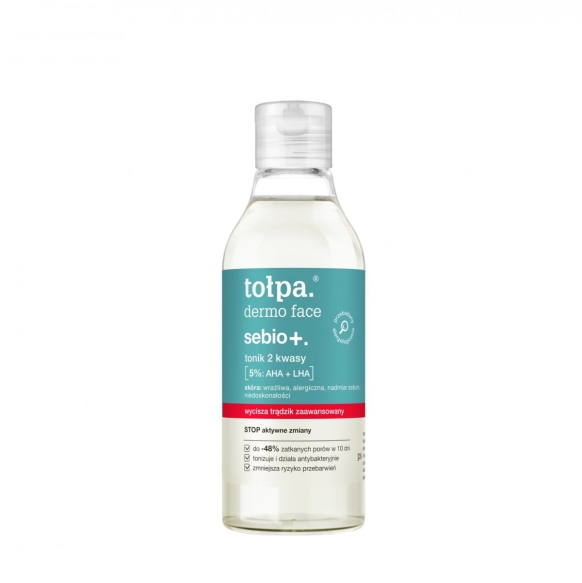 TOŁPA Dermo Face Sebio+ Tonik do twarzy 2 Kwasy 5%: AHA+LHA 200 ml