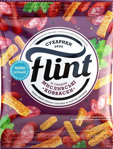 Grzanki Pszenno-Żytnie o Smaku Kiełbasy Myśliwskiej, Flint, 70g