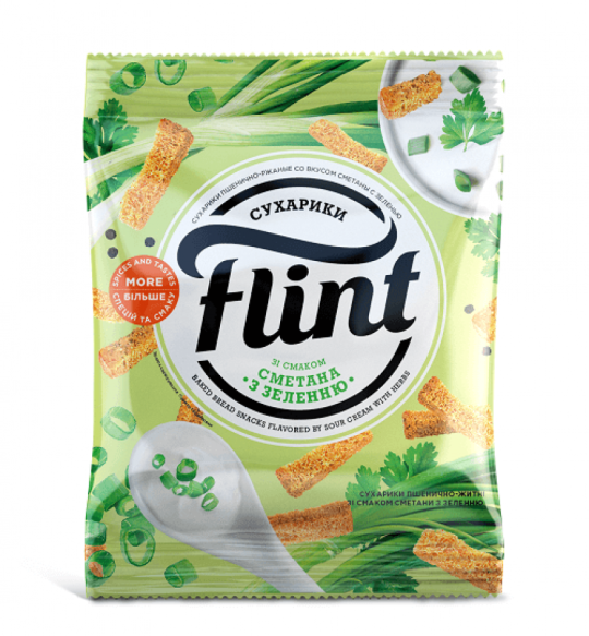 Grzanki Pszenno-Żytnie o Smaku Śmietany z Ziołami, Flint, 70g