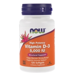 High Potency Vitamin D-3 5000 IU - Structural Support, Now Foods, 120 capsules