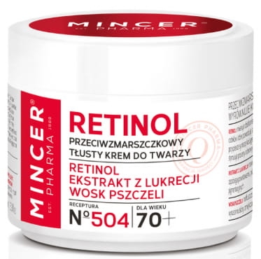Tłusty Krem Przeciwzmarszczkowy do Twarzy 70+, Retinol, Mincer