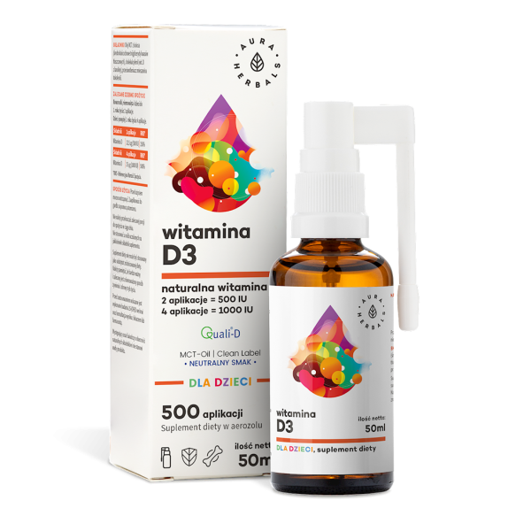 Witamina D3 dla Dzieci, MCT, Aerozol, Aura Herbals, 50ml