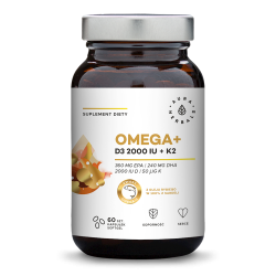 Omega+ Vitamin D3 2000 IU + K2, Aura Herbals, 60 capsules