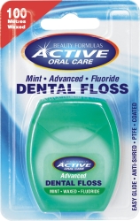 Nić dentystyczna udoskonalona miętowa woskowana z fluorem, Beauty Formulas Active Oral Care