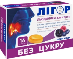 Pastylki na gardło o smaku dzikich jagód, Ligor, 16 szt.