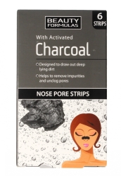 Beauty Formulas Charcoal Płatki oczyszczające na nos z aktywnym węglem  1op.-6szt