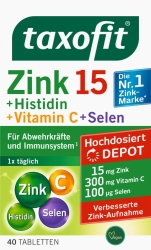 Zinc + Histidine + Vitamin C + Selenium, Taxofit, 40 tablets