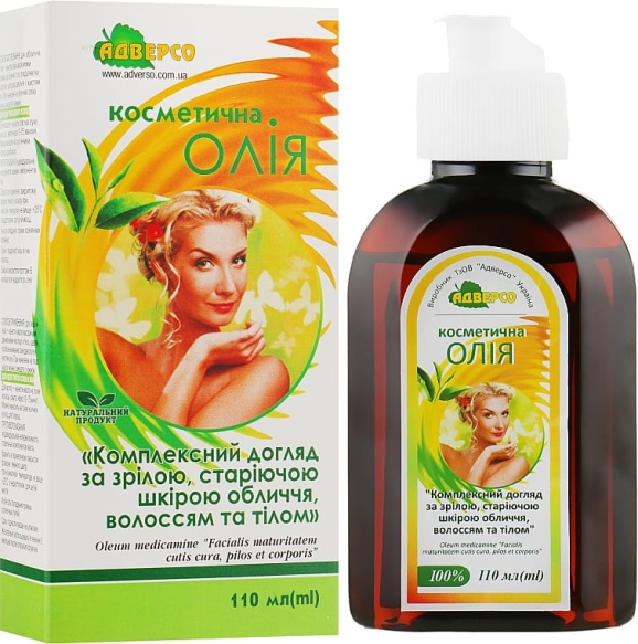 Olejek do Pielęgnacji Cery Dojrzałej, Starzejącej się, Włosów i Ciała, 100% Naturalny, Adverso
