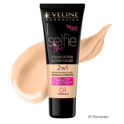 Тональная основа + консилер 2 в 1 Eveline Selfie Time - 01 Porcelain