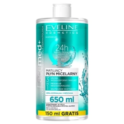 Eveline Facemed+ Matujący Płyn micelarny 3w1 - cera normalna i mieszana 650ml