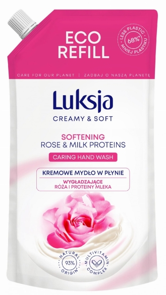 Luksja Creamy &amp; Soft Wygładzające Kremowe Mydło w płynie Róża &amp; Proteiny Mleka 400ml - zapas