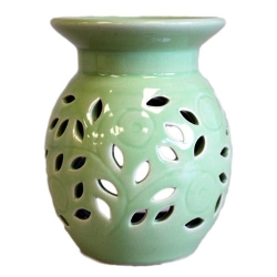 Ceramic Oil Burner - Green Flower