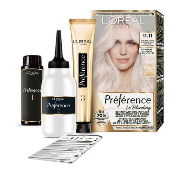 LOREAL Preference Farba do włosów 11.11 - Bardzo Bardzo Jasny Chłodny Kryształowy Blond 1 op.