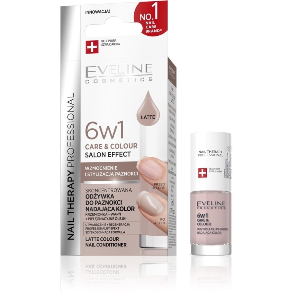 EVELINE Nail Therapy Professional Odżywka do paznokci nadająca kolor Care&amp;Colour 6w1 - Latte 5 ml