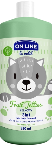 ON LINE Le Petit Baby Żel 3w1 do mycia ciała, włosów i twarzy - Żelkowy 850 ml
