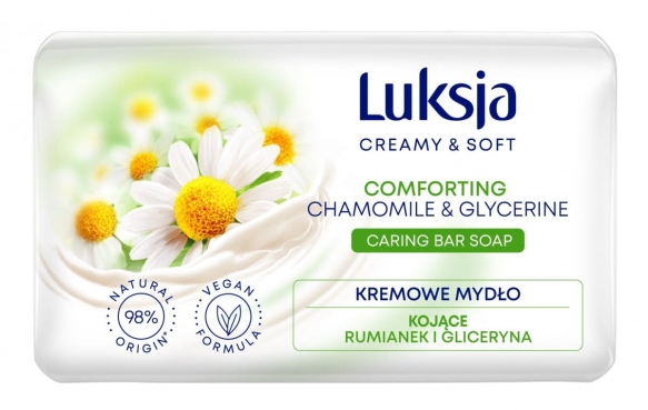 Luksja Creamy &amp; Soft Kojące Kremowe Mydło w kostce Rumianek &amp; Gliceryna 90g