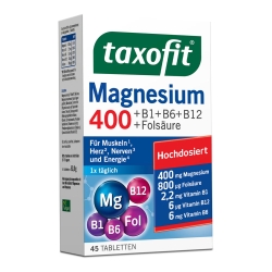 Magnesium 400 + B1 + B6 + B12 + Folic Acid TAXOFIT, 45 tablets