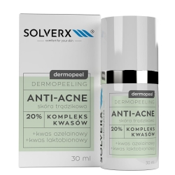 SOLVERX Dermopeel Dermopeeling Anti-Acne - Kompleks Kwasów 20% (azelainowy,laktobionowy) 30ml
