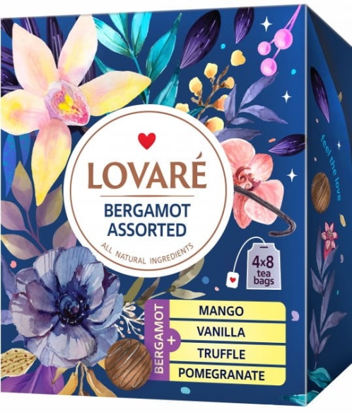 Herbata Czarna Lovare Assorted Bergamot, 4 rodzaje po 8 szt.