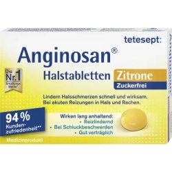 Anginosan Sore Throat Lozenges Lemon (Sugar-Free), Tetesept, 20 pcs