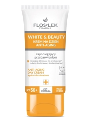 WHITE & BEAUTY Krem na dzień Anti-Aging zapobiegający przebarwieniom SPF 50+ - Floslek