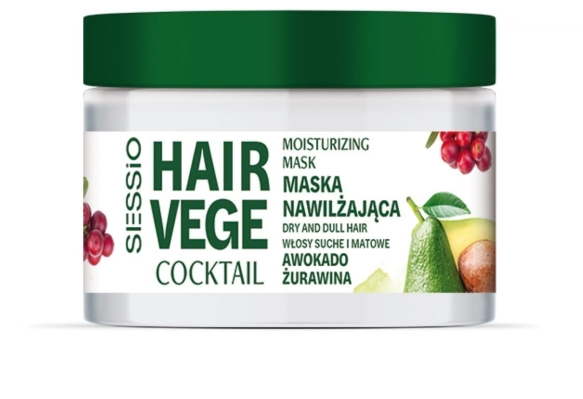 SESSIO Hair Vege Cocktail Maska nawilżająca do włosów Awokado &amp; Żurawina 250 ml