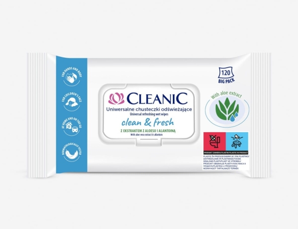 Cleanic Uniwersalne Chusteczki odświeżające Clean&amp;Fresh 1op.-120szt