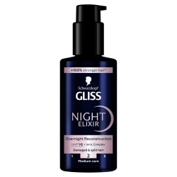 Schwarzkopf Gliss Night Elixir Overnight Reconstruction Regenerujący eliksir na noc do włosów zniszczonych, 100ml
