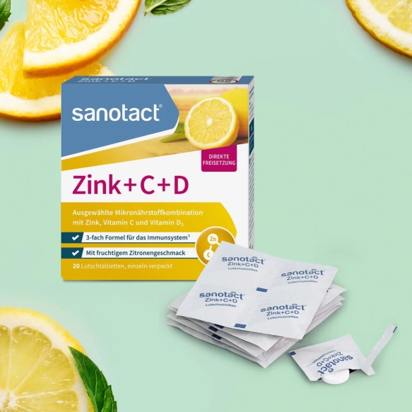 Sanotact Zinc + C + D Lozenges with Zinc, Vitamin C &amp; Vitamin D3, 20 Lozenges