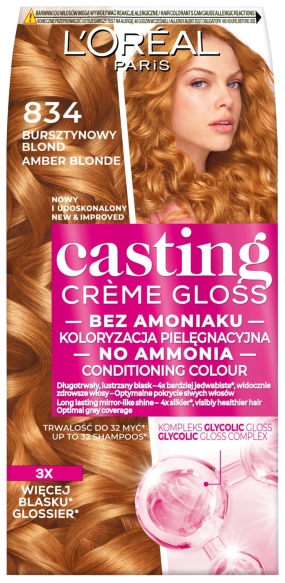 LOREAL Casting Creme Gloss Krem koloryzujący nr 834 Bursztynowy Blond