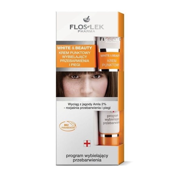 Floslek WHITE &amp; BEAUTY® Krem punktowy wybielający przebarwienia i piegi 20 ml