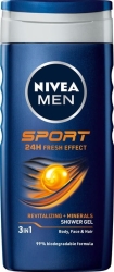 NIVEA MEN Żel pod prysznic 3in1 Sport 24H Fresh Effect 250 ml