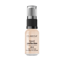 CLARESA Liquid Perfection Korektor i Podkład kryjący w płynie 2in1 Warm Medium nr 102 18g