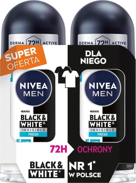 NIVEA DEO Roll-on_Duo męski B&amp;W Fresh 2x50ml