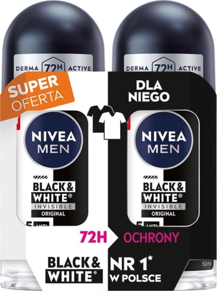 NIVEA DEO Roll-on_Duo męski B&amp;W Inv.Origin 2x50ml