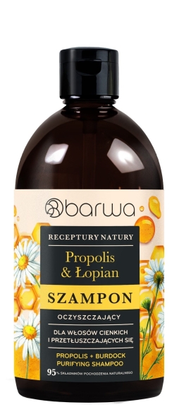 BARWA Receptury Natury Szampon oczyszczający do włosów cienkich i przetłuszczających się - Propolis &amp; Łopian