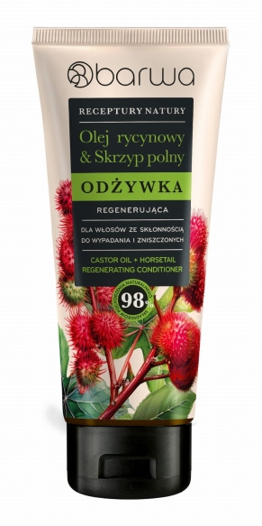BARWA Receptury Natury Odżywka regenerująca do włosów ze skłonnością do wypadania i zniszczonych - Olej Rycynowy &amp; Skrzyp Polny